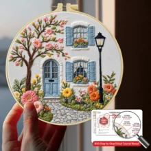 1 conjunto Kit de Bordado DIY, 15x15cm/5,9x5,9in ou 20x20cm/7,9x7,9in, Tema de Paisagem, Adequado para Iniciantes Adultos, Inclui Tecido, Instruções, Aro de Bordado, Agulhas de Bordado, Presente de Bordado para Senhoras, Decoração de Casa ou Escritório, Obra de Arte Feita à Mão - A - Visão 19
