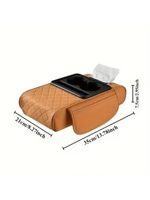 1pc Multifunctional Car Armrest Organizer Pad With Cup Holder, Tissue Slot, Phone Slot And 2 Side Storage Pockets, Universal Car Armrest Box Organizer, Suitable For Most Car Models, Can Hold Water Bottle, Cards, Phone - Multicolor - View 9
