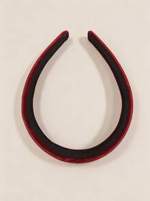 1pc 2cm Vintage Burgundy Flocked Sponge Flocked Headband - Red - View 2