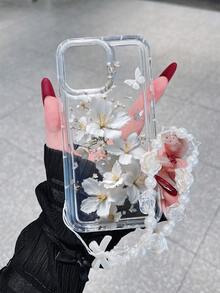 1 Set Casing Ponsel Motif Bunga Modis, Tali Pita, Casing Ponsel TPU Lembut Tahan Guncangan dan Anti Jatuh, Kompatibel dengan iPhone 17/17Air/17Pro/17ProMax/16/16Plus/16Pro/16ProMax/15/14Plus/13/12/11, Casing Pelindung Tebal Anti Gores dengan Tekstur Kulit - MultiWarna - View 5