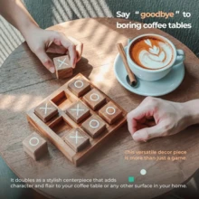 1 Set Juego Clásico de Tic Tac Toe de Madera, Juego de Tablero XO Tic Tac Toe, Juego Interactivo de Mesa, Adecuado para Noche de Juegos Familiar, Mesa de Café, Decoración del Hogar, Accesorio de Escritorio de Oficina, Juego de Viaje, Juego de Interior y Fiesta - Multicolor - Ver 3