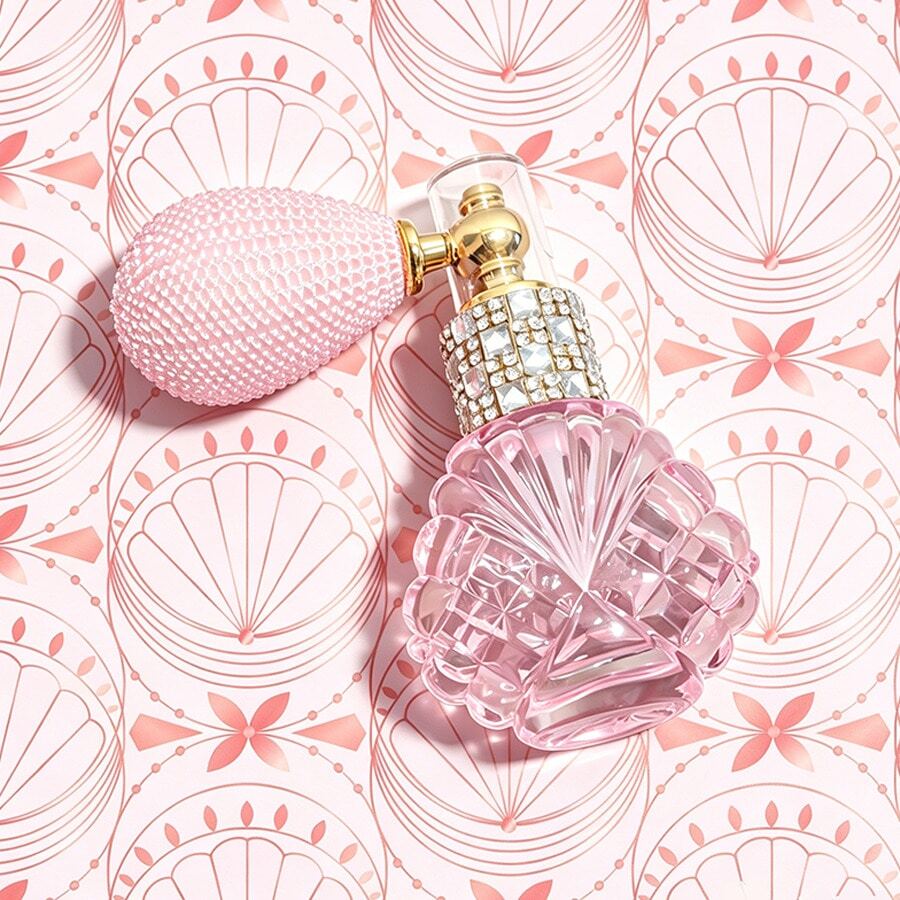 1pc Sparkling Diamond Transparent Pink & Red Shell Glass Bottle, Refillable, Suitable For Fairy Pink Perfume Dispensing Or Outdoor Work, Travel, Fitness Carry, Portable Makeup Tool - Multicolor - View 1