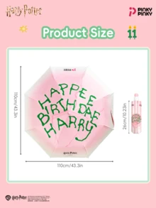Harry Potter Hagrid 蛋糕黑色家族傘，大傘面，UPF 50+，適合學校、工作、戶外及日常使用 - 粉色 - 查看 8