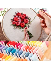50 Color Embroidery Floss, Colored Cross Stitch Floss, Embroidery Floss Set, Embroidery Starter Kit DIY Crafts - A - View 2