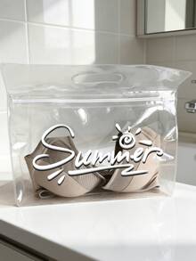 透明防水洗漱包，印有「Summer」字母，適合存放洗髮精、乳液、化妝品和其他浴室用品，為旅行和日常使用增添時尚且實用的設計，適合旅行者、上班族、學生、美容愛好者，可用於旅行、健身、酒店住宿、日常浴室收納，多功能洗漱包、旅行包、收納包、沙灘包、化妝包 - 彩色 - 查看 18