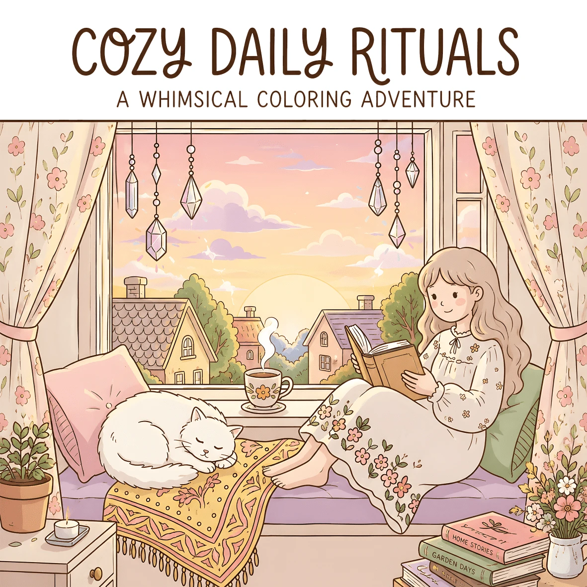 Comfortable Country Life Adult Coloring Book: Quiet Country Courtyard Water Well & Lazy Cats And Dogs Cover, Soft Outline Peaceful Country Garden Interior Pages, Suitable For Inner Peace And Coloring Hobby - XJ-866.Healing Pastoral Casual (A4) - View 1