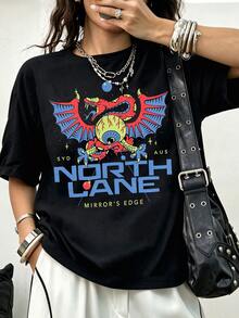 Northlane Mirror's Edge Dragon All Seeing Eye Cotton T-Shirt - 黑色 - 查看 1