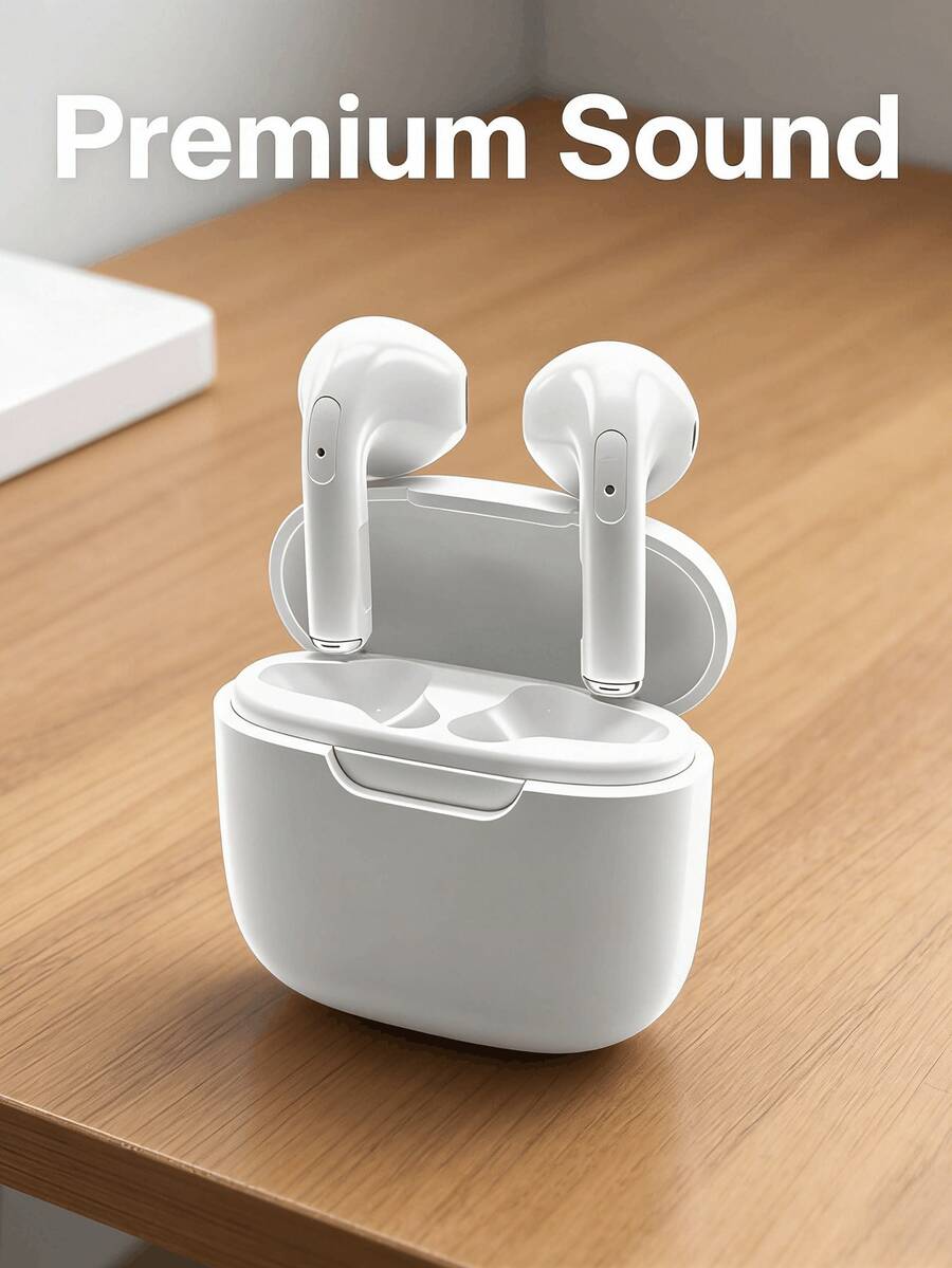 ENC Noise Cancelling Bluetooth Earbuds, Powerful Bass Stereo, 24-Hour Battery Life, Lightweight In-Ear Design, Hands-Free Calling, Compatible With All Smartphones - White - View 1