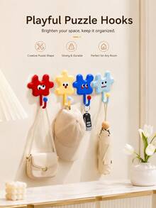 8/4/1pc Multifunctional Cartoon Hooks, Self-Adhesive Hooks, No Drilling Required, Can Hang Keys, Hats, Towels, Etc., Waterproof, Rust-Proof, Suitable For Kitchen, Bathroom, Living Room, Home Decor, Room Decor - Multicolor - View 2