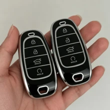 2件裝現代 Tucson Sonata Hybrid NEXO NX4 Santa Fe Dn8 4鍵 2020 2021 2022 車鑰匙保護套，僅適用於圖片中顯示的車鑰匙 - 彩色 - 查看 6