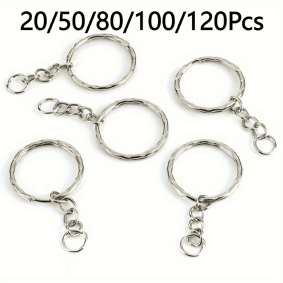20/50/80/100/120Pcs Polished Silver Keyring Short Chain Rings, Key Chain Accessories, Bag Decor, Fashion Accessories, Polished Treatment, Smooth Surface, High Quality Metal, Small Keyrings, Craft Enthusiasts, Organizing Tools