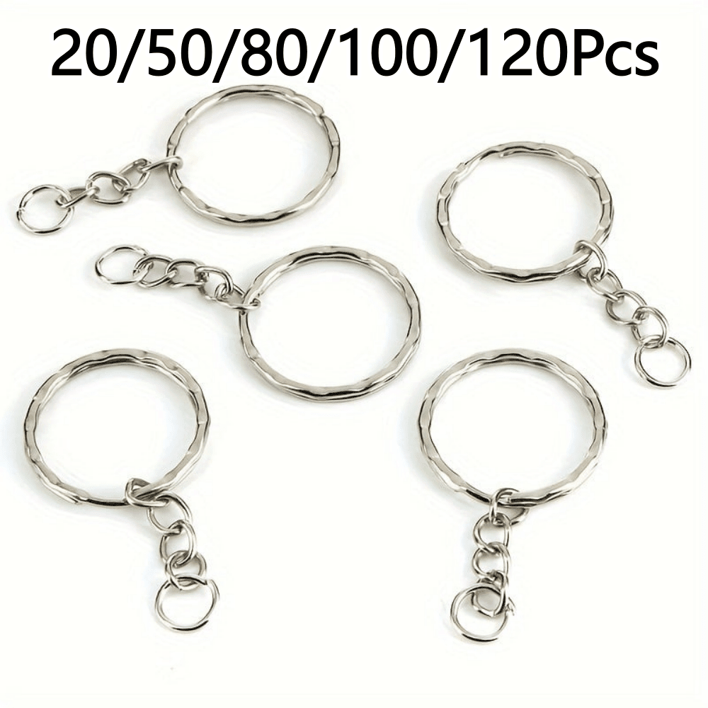 20/50/80/100/120Pcs Polished Silver Keyring Short Chain Rings, Key Chain Accessories, Bag Decor, Fashion Accessories, Polished Treatment, Smooth Surface, High Quality Metal, Small Keyrings, Craft Enthusiasts, Organizing Tools