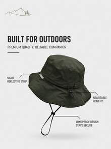 1pc Waterproof Outdoor Sun Hat, Suitable For Men And Women, Wide Brim Foldable Bucket Hat With Adjustable Drawstring, Breathable Quick-Dry Fishing Hiking Beach Hat, Summer Travel Essential - A - View 7