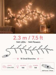 1pc Cherry Blossom Branch LED String Lights, USB Powered, 8 Flashing Modes, Soft And Bendable, Suitable For Indoor/Outdoor Spring/Summer Decoration, Living Room, Bedroom, Wall, Wedding, Party, Valentine's Day, Birthday And Graduation Gift - Warm white light - View 14