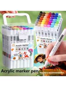 12/24/36/48pcs Acrylic Marker Set, DIY Art Graffiti Painting Watercolor Markers, Waterproof Quick-Dry, Suitable For Students Graffiti, Teachers And School Use (Random Pattern On Pen Body) - Multicolor - View 6