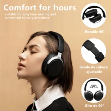 Moreka BL025 Auriculares Bluetooth 5.4 Inalámbricos, Driver de 40 mm, Sonido HiFi Estéreo, Cascos Plegables con Reducción Pasiva de Ruido, Micrófono Integrado, Hasta 12 Horas de Reproducción, Carga Tipo-C, Diadema Ajustable para Música, Juegos y Llamadas - Ver 5