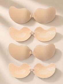 1/2/4 Pairs Mango-Shaped Adhesive Bra Cups, Reusable Seamless Push-Up Sticky Breast Pads, Breathable Strapless Backless Bra, Suitable For Summer Dresses - Multicolor - View 9