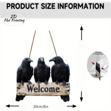 Halloween Decor Wooden Door Sign Hanging Ornament Black Crow Design - View 7