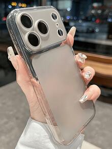 奢華頂級磨砂透明防震保護殼，適用於 iPhone 17 Pro Max 17 Pro 17 16 Pro Max 16 Pro 16 15 Pro Max 15 Pro 15 14 Pro Max 14 Pro 14 13 Pro Max 13 Pro 13 12 Pro Max 12 Pro 12，內建鏡頭膜防摔背蓋 - 磨砂灰色 - 查看 2