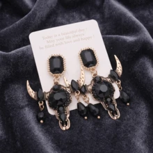 Bull Head Pendant Earrings Creative Retro Animal Cow Head Bone Earrings For Women Men Punk Party Jewelry Halloween Additions - Bull Head - View 9