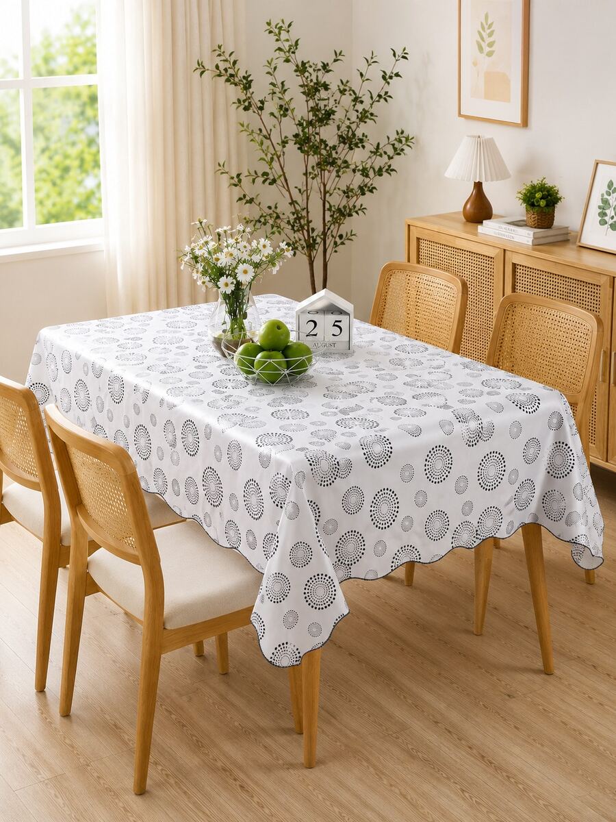 1PC Green Black Plaid & Leaf Print PVC Composite Flannel Tablecloth, Waterproof Oilproof Spill-Proof Table Cover, Easy Clean Reusable Rectangular Tablecloth For Kitchen, Dining Room, Party, Home Decoration - Multicolor - View 1