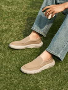 CAMEL CROWN Men's Breathable Canvas Shoes, New Spring & Summer Slip-On Casual Sneakers, Cool Lightweight Comfort Fit - Apricot - View 4