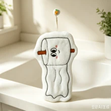 1pc Kidcore Quirky Cartoon Toilet Paper Roll Shaped Hanging Hand Towel, Quick-Absorbing Fluffy Microfiber Hand Cloth, Cute Aesthetic Dorm Apartment Bathroom Kitchen Decor, Gen Z Home Essential Housewarming Gift - Home Essentials - View 1