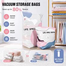 3/1pc Thickened Vacuum Storage Bags, Innovative Air Valve, No Pump Required, Suitable For Clothes, Bedding; Reusable, Space-Saving Sealed Compression Bags, Moisture-Proof And Dust-Proof Storage Bags, Suitable For Wardrobe, Bedding And Blanket Storage - Multicolor - View 2