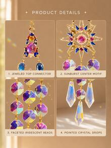 1pc Dreamy Moon Star Sun Crystal Light Catcher Wind Chime, Rainbow Prism Light Decoration, Suitable For Bedroom, Balcony, Garden, Romantic Healing Atmosphere, Gift For Girlfriend, Best Seller - A - View 9