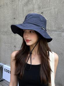 1pc Waterproof Outdoor Sun Hat, Suitable For Men And Women, Wide Brim Foldable Bucket Hat With Adjustable Drawstring, Breathable Quick-Dry Fishing Hiking Beach Hat, Summer Travel Essential - A - View 4