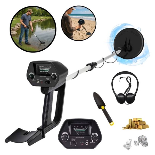 Detector de Metal De 1,5M Profundidade com Pilha Pá e Fone de Ouvido Importway