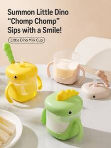 1pc Little Dinosaur Kids Anti-Drop Straw Water Cup, Home & Kindergarten Baby Training Cup, Leak-Proof Portable Milk Cup - Multicolor - View 4