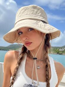 1pc Waterproof Outdoor Sun Hat, Suitable For Men And Women, Wide Brim Foldable Bucket Hat With Adjustable Drawstring, Breathable Quick-Dry Fishing Hiking Beach Hat, Summer Travel Essential - A - View 6