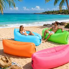 1pc Portable Inflatable Sofa Lounge Chair With Storage Bag, No Pump Needed Single Person Foldable Inflatable Sofa Travel Mat, Lightweight Rectangular Outdoor Seat, Suitable For Camping, Beach, Picnic, Backyard, Festival, Concert, Travel And Nap - Multicolor - View 8