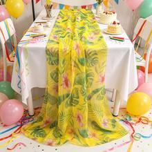 1 pieza Camino de mesa de malla con estampado de selva tropical, camino de mesa para decoración de restaurante, camino de mesa para decoración de mesa de banquete, hecho de material de poliéster de alta calidad, adecuado para la temporada de bodas, fiesta de cumpleaños y diversas decoraciones de escenas, adecuado para reuniones, cafeterías, té de la tarde, bodas y otras escenas, adecuado para Halloween, Navidad, Día de San Valentín, Acción de Gracias y otras decoraciones de mesa de fiesta y vacaciones, camino de mesa - Amarillo - Ver 7