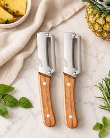 2pcs 2-In-1 Multifunctional Peeler, Kitchen Multi-Purpose Stainless Steel Thickened Fruit Peeler, 2-In-1 Multifunctional Vegetable Peeler With Bottle Opener, Wooden Handle Stainless Steel Blade, Fruit And Vegetable Processing Tool - Brown - View 4