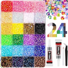 Conjunto de Strass de Resina Jelly Multicolorida de 3mm, Inclui Pinça de Precisão e Cola B700, Adequado para Artesanato DIY, Decoração de Tecido, Decoração de Copos, Aplicações em Roupas, Acessórios de Costura, Itens Feitos à Mão, Pintura de Diamante, Arte, Conjunto Colorido, Decoração de Livros, Decoração de Parede da Sala de Estar - Conjuntos - Visão 13