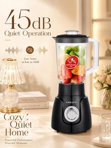 SOKANY 500W 2-In-1 Blender And Grinder, 1.6L Capacity Cup, Ice Crushing, 4 Stainless Steel Blades, 2-Speed And Pulse Control, With Coffee Bean And Spice Grinding Cup, Suitable For Milkshakes And Home Kitchen - Black - View 2