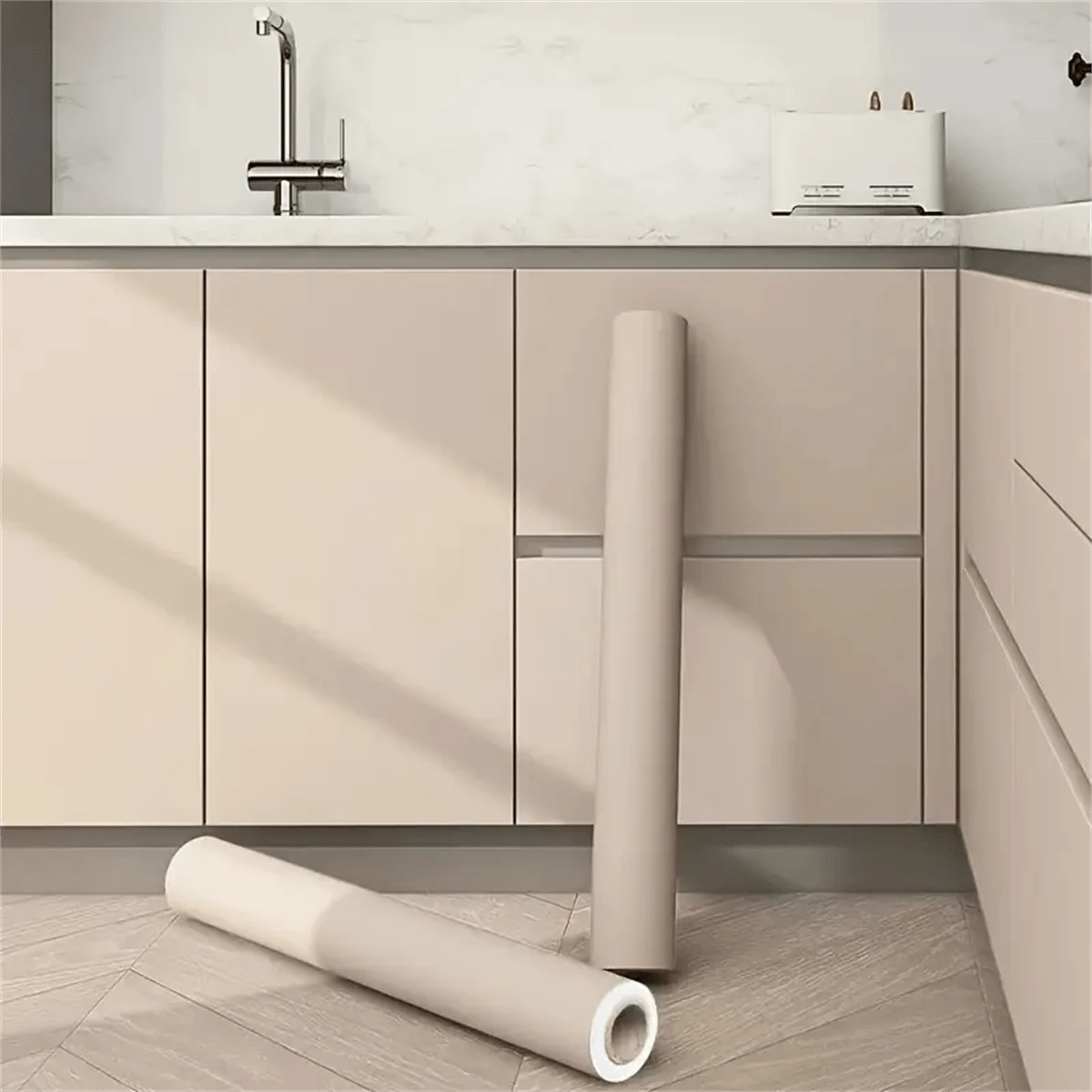 1 Roll Milk Tea Color Self-Adhesive Wallpaper 15.74*78.74 Inches Home Decor Sticker Bedroom Furniture Renovation DIY Wall Decal Easy To Remove Vinyl Waterproof Oil-Proof Wallpaper Suitable For Home Decor Room Decoration