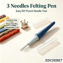 EDCUEBE7 1pc Punch Needle Tool, 3-Needle Pen-Style Felting Tool, Sewing Supplies, Felt Supplies, Punch Needle For Sewing, DIY Felting For Patchwork And Crafts, Make Beautiful Felt Animals And Patterns (Random Color) - 3-needle Punch Needle - View 7
