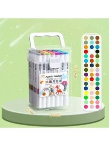 12/24/36/48pcs Acrylic Marker Set, DIY Art Graffiti Painting Watercolor Markers, Waterproof Quick-Dry, Suitable For Students Graffiti, Teachers And School Use (Random Pattern On Pen Body) - Multicolor - View 9