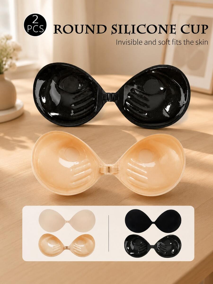 1/2 Pack Adhesive Invisible Bra, Women's Backless Strapless Self-Adhesive Silicone Bra - Multicolor - View 1