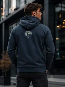 Men's Wolf Pattern Sweatshirt, Moon Forest Print Pullover Sweatshirt, Street Style Casual Long Sleeve Hooded Top, Outdoor Fashion For Autumn/Winter - Multicolor - View 3