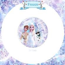 Frozen 一次性派對餐具套裝，紙盤、杯子、餐巾紙，Anna 與 Olaf 印花防水桌布，公主生日甜點桌用品，適用生日派對 - 彩色 - 查看 5