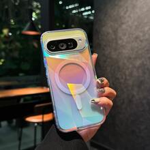 1件透明菱形圖案磁吸手機殼，相容 Pixel 10 Pro XL，透明保護殼，Pixel 9 Pro XL，透明磁吸背蓋，聖誕禮物，情人節禮物，時尚手機殼 11 Pro XL - 鑽石紋彩鍍 - 查看 16