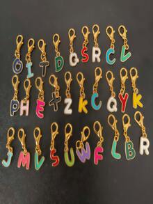 3/10PCS Colorful Letter Charms With Lobster Clasp, DIY Handmade Jewelry Accessories, Suitable For Bracelets, Necklaces, Earrings, Bag Decoration - Multiple Styles - View 7