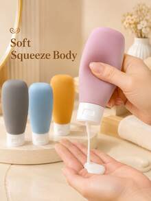 4pcs Silicone And Plastic Travel Refillable Bottles, 2.03oz, Leak-Proof, Odorless Cosmetic Containers, Suitable For Lotion, Shower Gel And Skincare Products, Portable Toiletries Dispenser Set - Multicolor - View 5