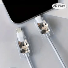 4pcs Soft Cute Gray White Milk Cat Transparent Data Cable Protector, High Transparency Anti-Fall Anti-Scratch Non-Obstructive, Hard Shell Long-Lasting Non-Yellowing Stain-Resistant, Printed Cartoon Milk Cat Protector, Compatible With Apple 18W/20W PD Fast Charging, Healing Soft Cute Digital Gift For Best Friend - 4pcs Big-eyed Grey Cat - View 8