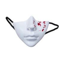 Topeng Setengah Wajah Horor Gotik, Topeng Wajah 3D Realistis, Versi Percikan Darah Putih Murni dan Hitam Murni, Properti Fotografi Cosplay Halloween - View 9