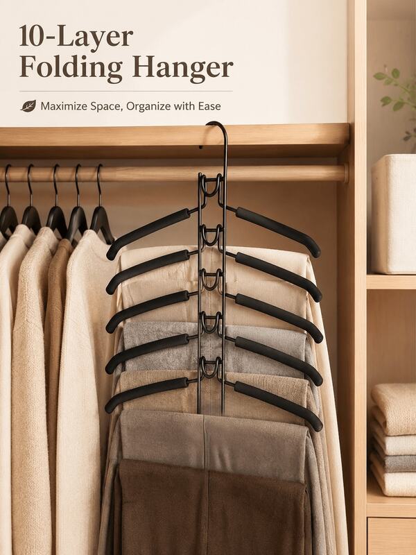 Ergonomic Multi-Layer Clothing Storage Rack, Heavy-Duty Metal Wire Standard Hanging Rack, Premium Multi-Functional Hanging Rack Suitable For Busy Professionals, Used For Apartment Dormitory Small Space Daily Storage Of Shirts And Pants, Organizing Hanging Rack